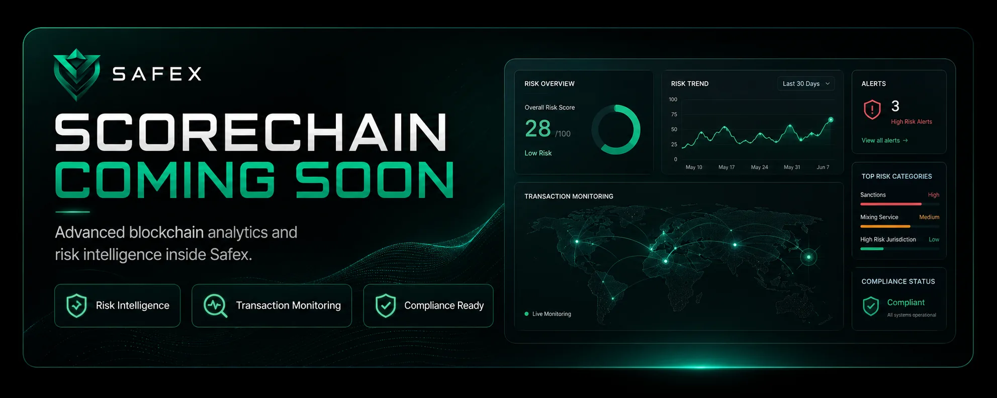 Scorechain Coming Soon — Advanced blockchain analytics and risk intelligence inside Safex